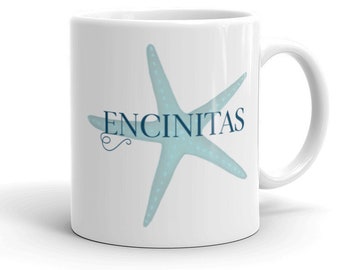 Encinitas Seastar White Glossy Mug - Starfish - San Diego Beaches, California, Beach, San Diego Bay, Beach Collection