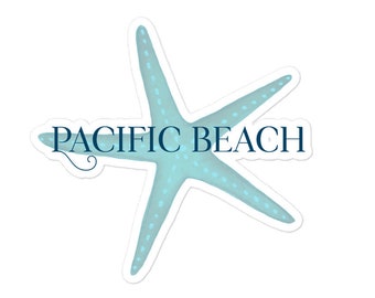 Pacific Beach Seastar Pegatinas sin burbujas - Estrella de mar - Playas de San Diego, California, Playa, Bahía de San Diego, Colección de Playa