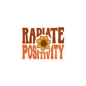 Straal positiviteit uit Stickers zonder luchtbellen - sticker jaren 70, bloemenkind, positieve vibes, gelukkig, doelgericht leven, bloemensticker