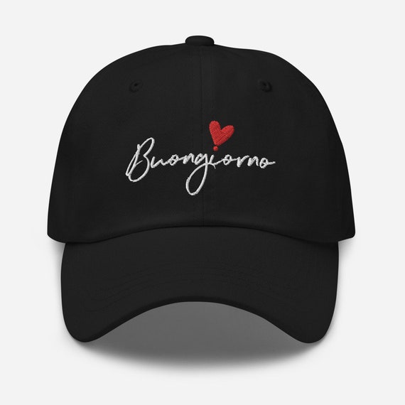 Buongiorno With Red Heart Black Dad Hat 