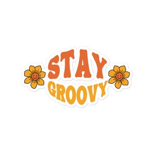 Stay Groovy Bubble-free-stickers: bloemensticker, jaren 70-sticker, groovy-sticker, bloemenkind