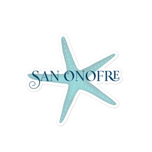 May include: A blue starfish with white dots and the text "SAN ONOFRE" in a navy blue script font.