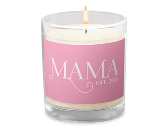 Mama est. 2025 Glass jar soy wax candle - Baby Shower gift - new mom gift - pink baby gift