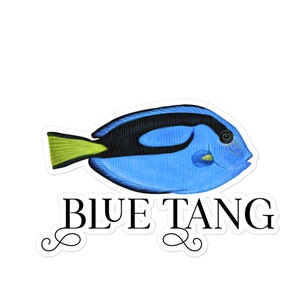 Sticker Blue Tang Bubble-vrij, sticker tropische vissen, Under the Sea, blauwe vis, scubaduiken, snorkelen