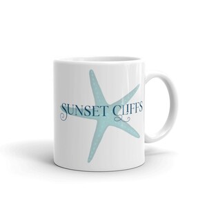 Sunset Cliffs Seastar White Glossy Mug - Starfish - San Diego Beaches, California, Beach, San Diego Bay, Beach Collection