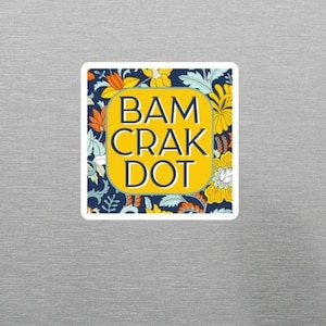 Bam Crak Dot Classic Fancy Floral Magnet in Yellow- Add some Mah Jongg bling to your refrigerator, Bam Crack Dot, American Mah Jongg