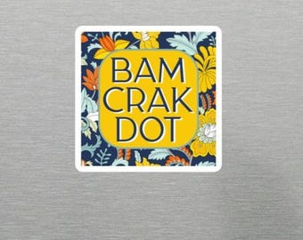 Imán floral clásico de lujo Bam Crak Dot en amarillo: agregue un poco de brillo Mah Jongg a su refrigerador, Bam Crack Dot, Mah Jongg americano