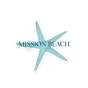 Mission Beach Seastar-stickers zonder luchtbellen - Starfish - San Diego Beaches, California, Beach, San Diego Bay, Beach Collection