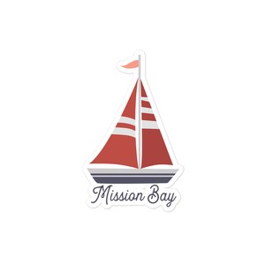 Stickers zonder luchtbellen Mission Bay-zeilboot - San Diego, Californië, Pacific Beach, Beach Collection, Sailing-sticker, Sail Bay