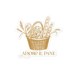 Adoro Il Pane - I Love Bread - Adesivi senza bolle, italiano, pane, amore, Italia, cibo italiano