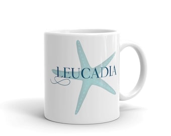 Leucadia Seastar White Glossy Mug - Starfish - San Diego Beaches, California, Beach, Del Mar, Encinitas, Beach Collection