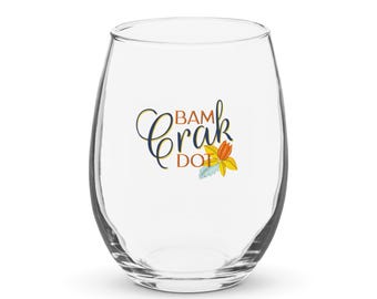Copa de vino sin tallo Bam Crak Dot con flor - Mah Jongg, Mahjong, noche de juegos de chicas, regalo de Mah Jongg, copa de vino Mahjong, noche de chicas