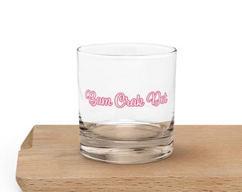 Vaso Bam Crak Dot Rocks con letras rosa pálido - Regalo para anfitriona de Mahjong, noche de juegos de Mahjong