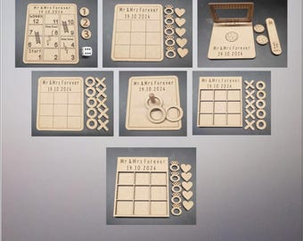 MDF Wedding Favour / Mini Party Games / Noughts & Crosses / Ring toss