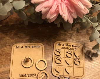 MDF Wedding Favour / Mini Party Games / Noughts & Crosses / Ring toss