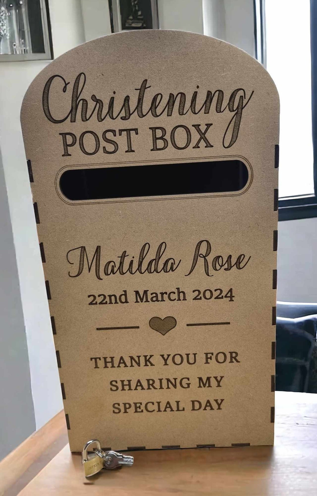 MDF Personalised Wooden Post Box Christening Post Box - Etsy