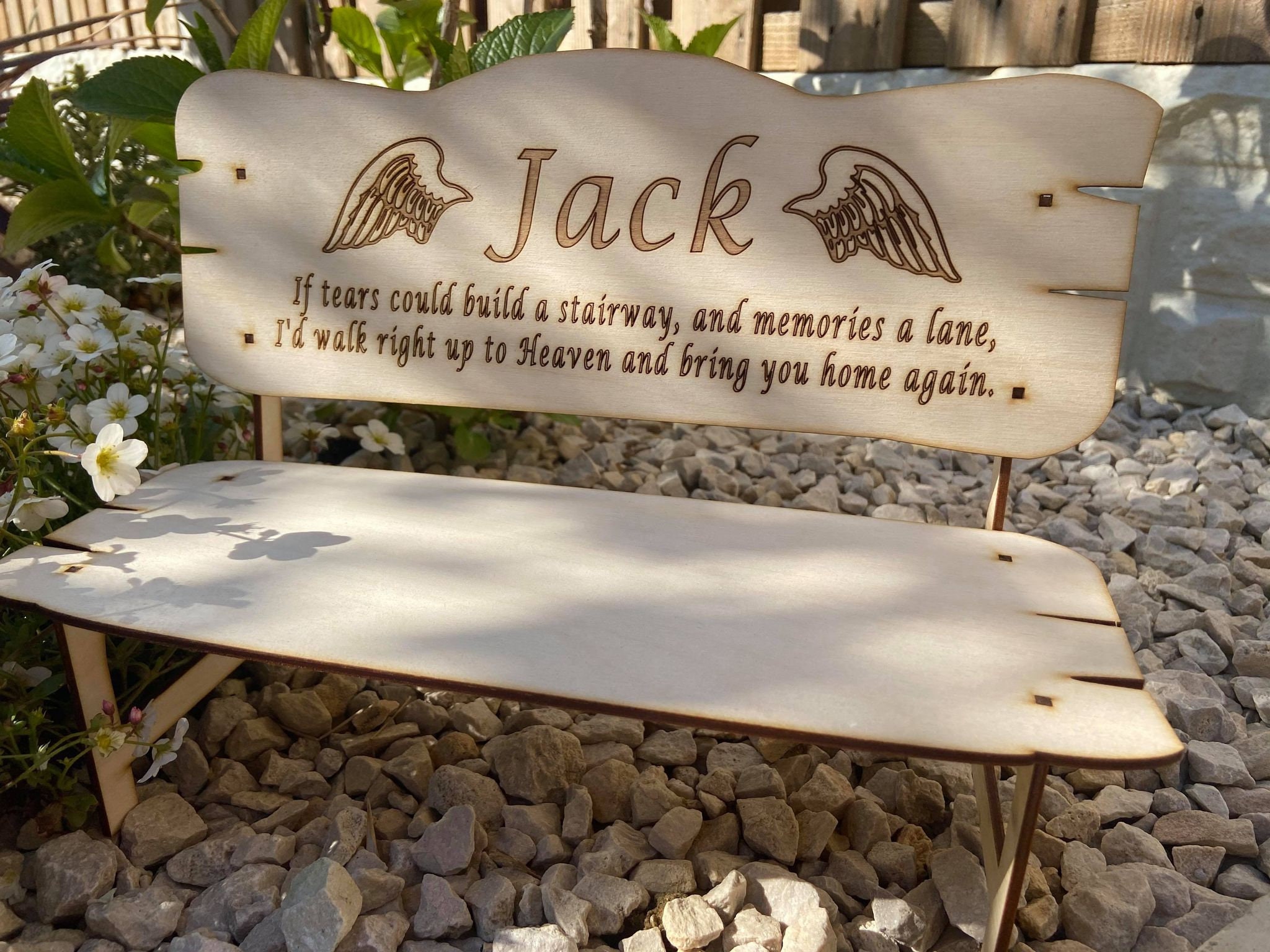Large Personalised Remembrance Bench Memorial Gift Angel Etsy