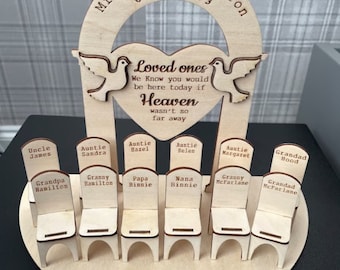Loved Ones in Heaven Wedding Top Plaque Centrepiece with chairs - Personalised - Wedding Decorations - Memorial - Remembrance