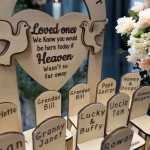 Wedding table Top Plaque Centrepiece with chairs Loved Ones in Heaven - Personalised - Wedding Decorations - Memorial - Remembrance image 2