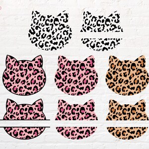 Chat à imprimé léopard svg, png, dxf, eps, pdf