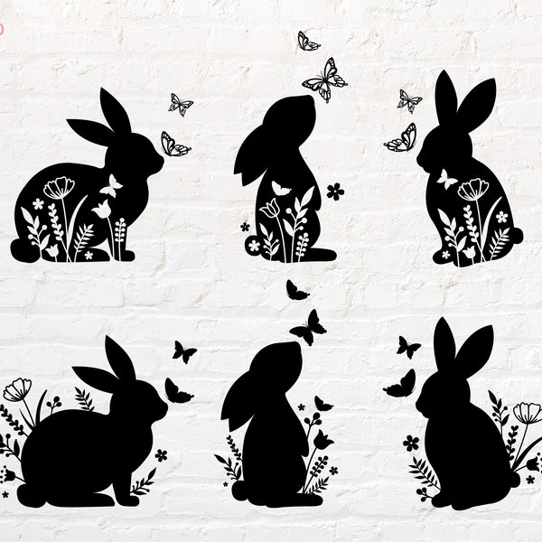 Lapin floral svg, png, dxf, eps, pdf