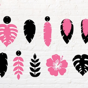 Pendiente tropical svg, Pendiente de hoja svg, png, dxf, eps, pdf