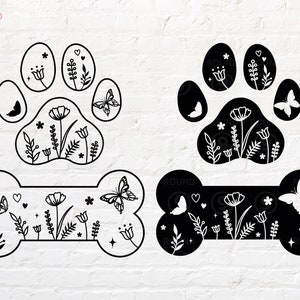 Floral Dog Paw svg, png, dxf, eps, pdf