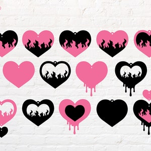 Orecchino a forma di cuore di fuoco svg, png, dxf, eps, pdf