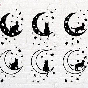 Gato lunar en formato SVG, PNG, DXF, EPS y PDF