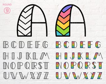Chevron Alphabet svg, Outline Alphabet svg, png, dxf, eps, pdf