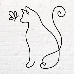 Kat met vlinder svg, png, dxf, eps, pdf