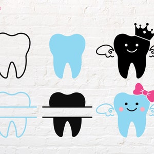 Svg de dent, svg de fée des dents, png, dxf, eps, pdf