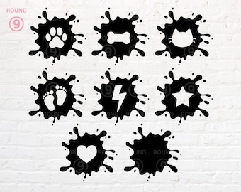 Ink heart svg, Ink paw svg, Ink baby svg, Ink Lightning svg, png, dxf, eps, pdf
