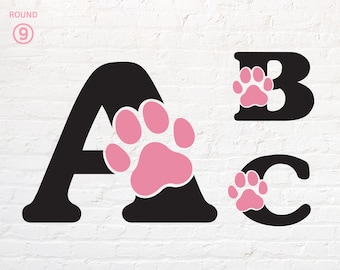 Dog Monogram svg, Paw Alphabet svg, png, dxf, eps, pdf