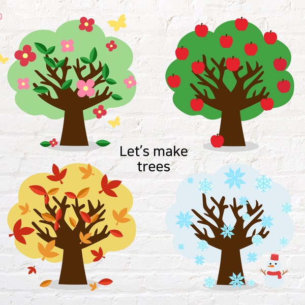 Four season trees svg make trees bundle svg, png, dxf, eps, pdf