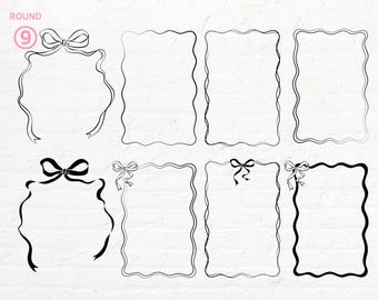 Border Outline Frame, Hand Drawn Wave Frame, Wave Outline svg, Ribbon Outline svg, png, eps, pdf