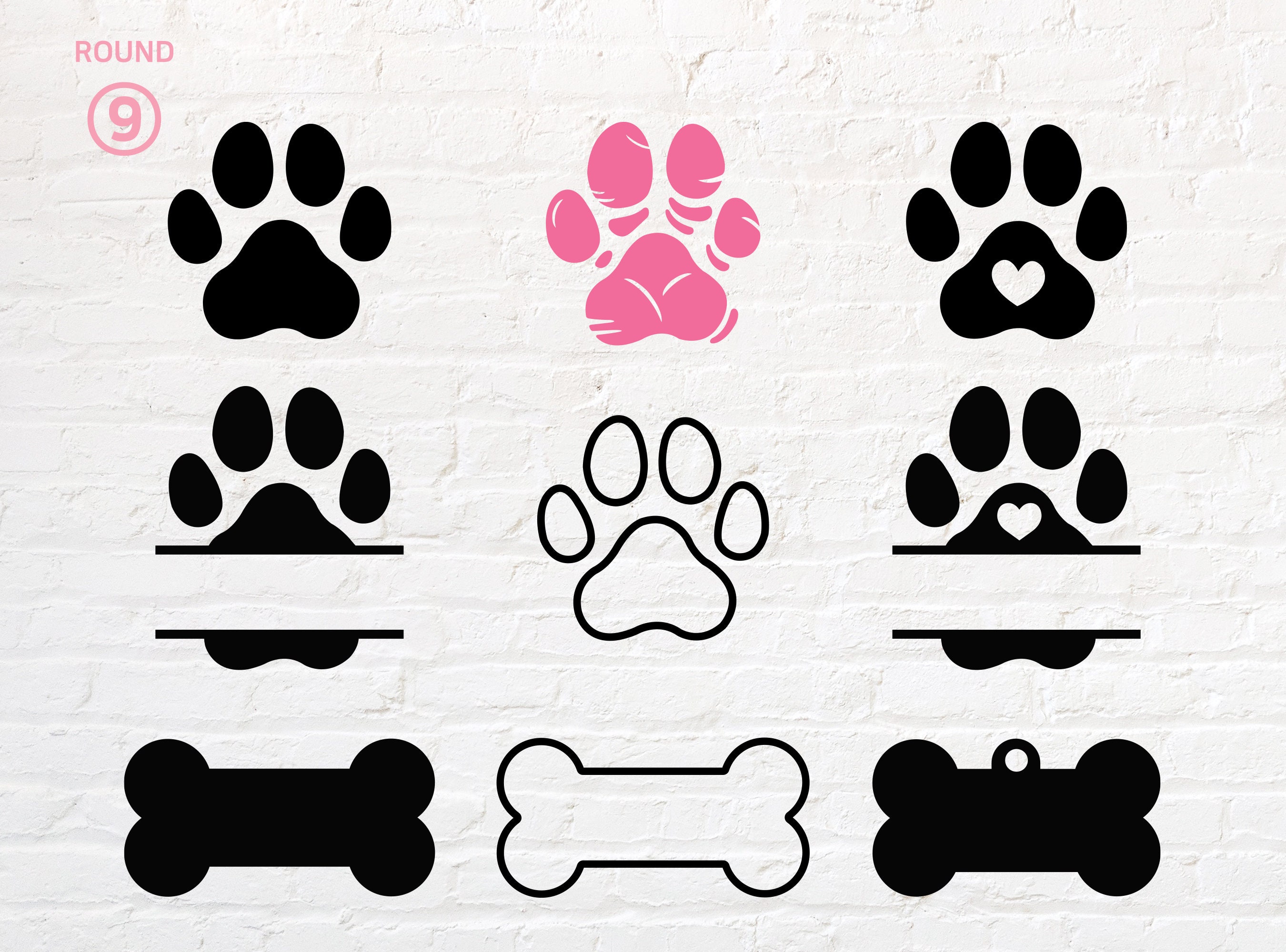 Dog paw svg dog bone svg dog paw print svg png dxf eps | Etsy