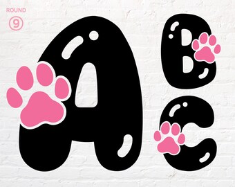 Dog Paw font svg, Bubble Font, Animal foot Font, png. eps. pdf, dxf