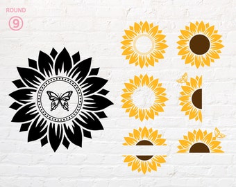Girassol svg, Girassol com borboleta svg, png, dxf, eps, pdf