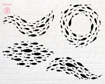 School of Fish, Water Way Fish, School svg, png, dxf, eps, pdf