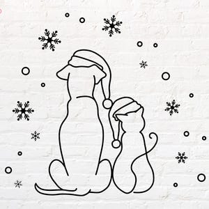 Kerst hond en kat overzicht svg, png, dxf, eps, pdf