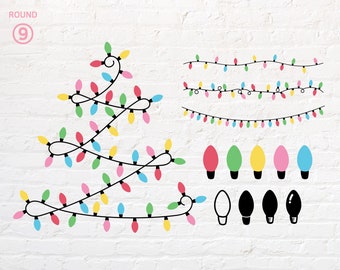 Christmas lights svg, Christmas colorful lights svg,  png, dxf, eps, pdf