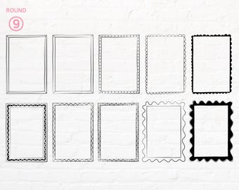 Hand Drawn Wave Frame, Circle Border Outline Frame, Wave Circle Outline svg, Double Outline svg, png, eps, pdf