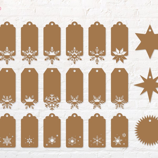 Regalo di Natale con neve Etichetta in formato svg, png, dxf, eps, pdf