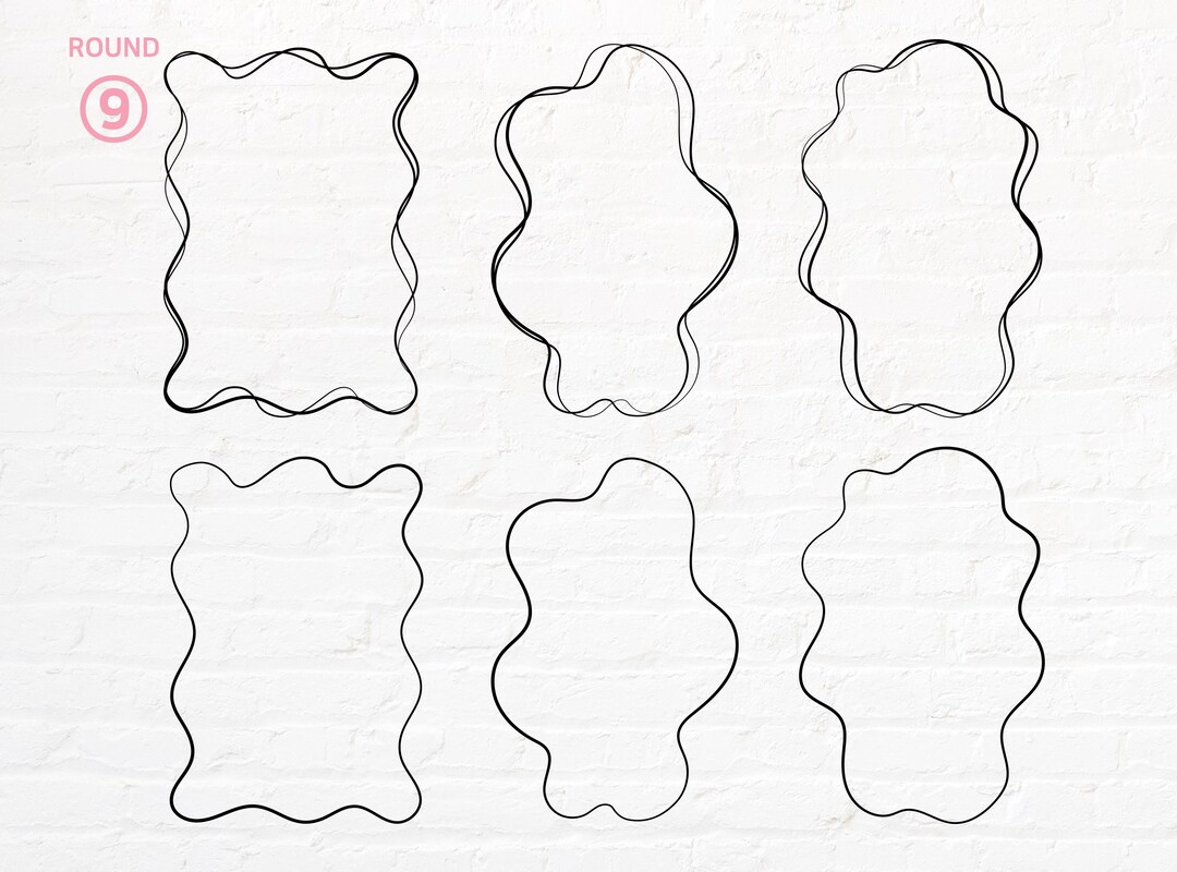 Hand Drawn Wave Frame, Circle Border Outline Frame, Wave Circle Outline ...