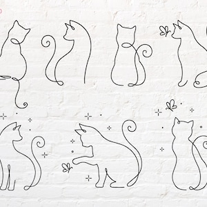 Pacote de gatos fofos svg, Gato svg, Contorno de gato svg, Arte de gato svg, png, dxf, eps, pdf