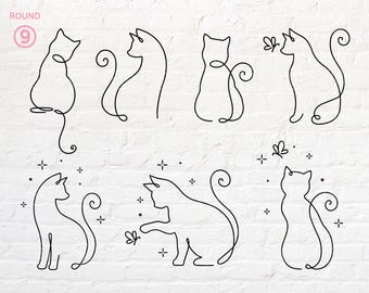 Cute Cat bundle svg, Cat svg, Cat Outline svg, Cat line art svg, png, dxf, eps, pdf