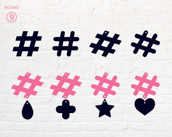 Hashtag Ohrringe, Hashtag Ohrringe, png, dxf, eps, pdf