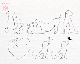 HandDrawn Dog and Cat Outline svg, png, dxf, eps, pdf