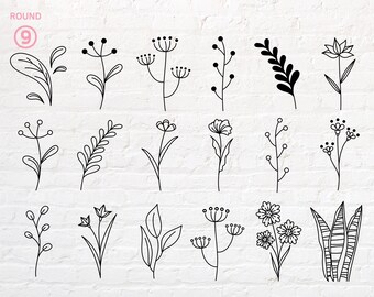 Wild Flower Outline svg, Leaf svg, png, dxf, eps, pdf